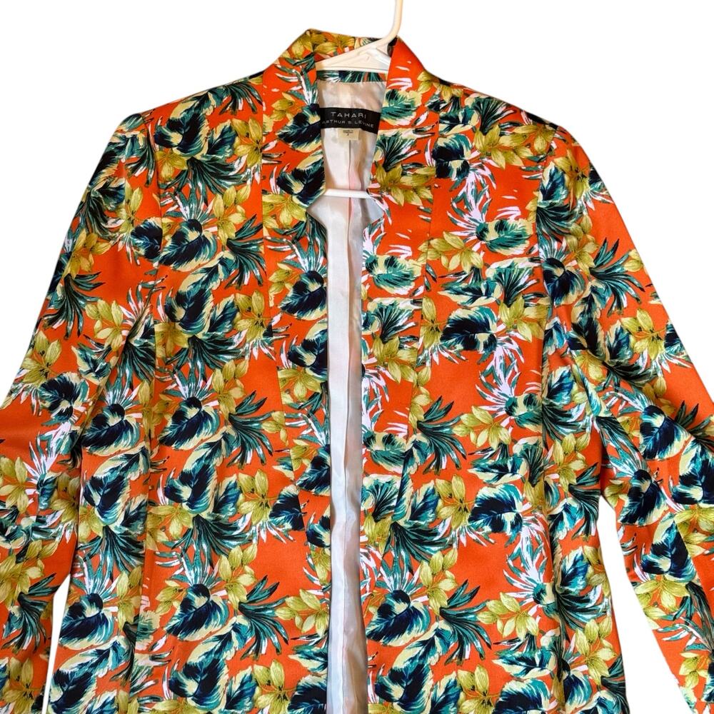 ⭐ 🔥 50% OFF SALE — FINAL PRICETahari ASL Orange Floral Blazer Jacket Size 2 NWT - Picture 5 of 14